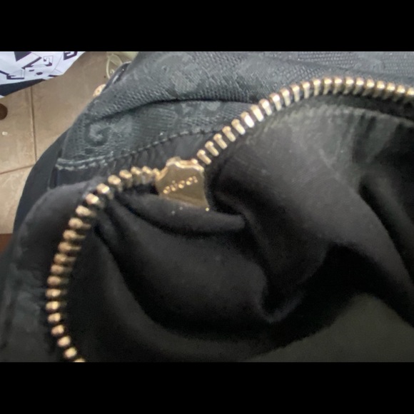 Vintage Gucci Large Black Canvas Logo Hobo Bag - Picture 9 of 10